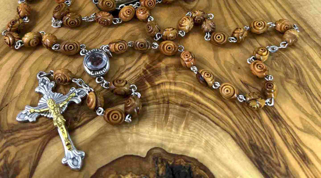 Olive Wood Rosary with Holy Soil with Crucifix