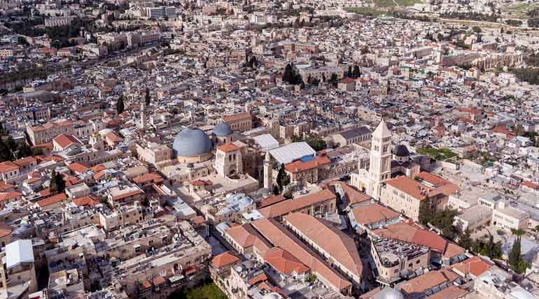 Arial photography of the Christian Quarter in Old City of Jerusalem
