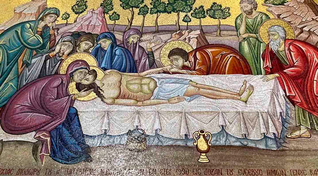 Icon from the church of Holy Sepulchre of Jesus Christ on the Stone of Anointing