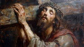 Old painting of Jesus carrying the cros