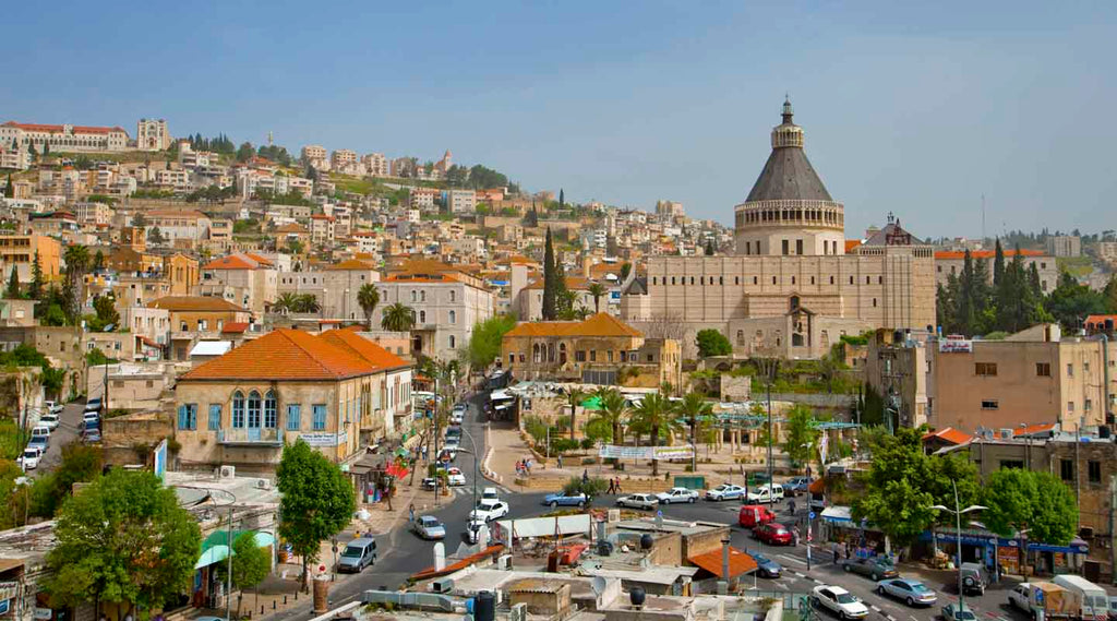 Arial view of the skyline of Nazareth on a sunny day
