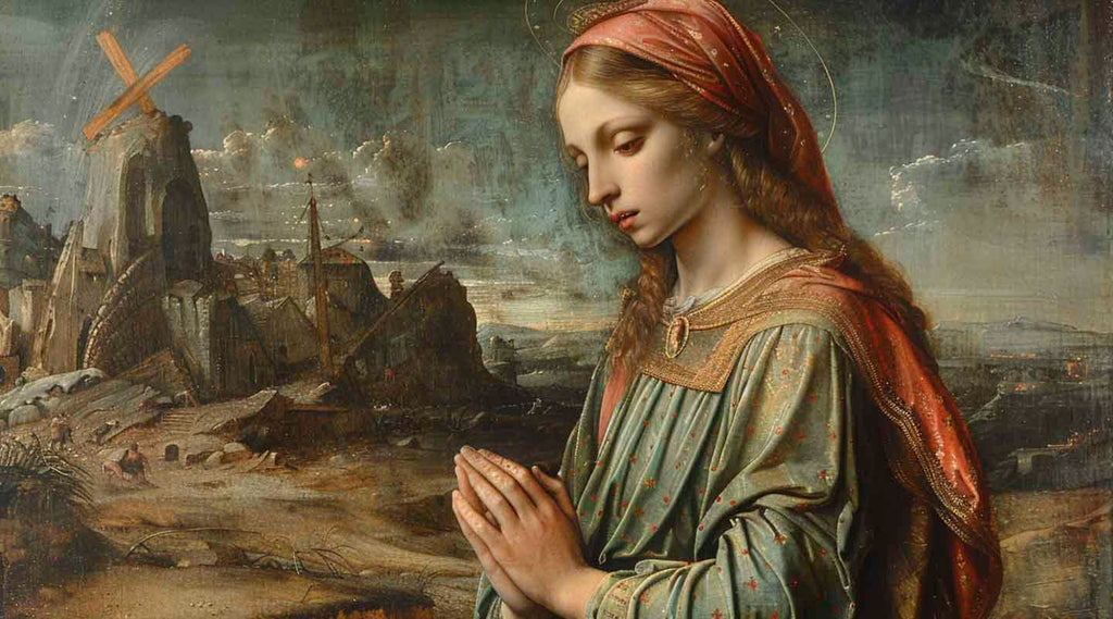 Leonardo Da Vinci style painting of St.Helena and the True Cross