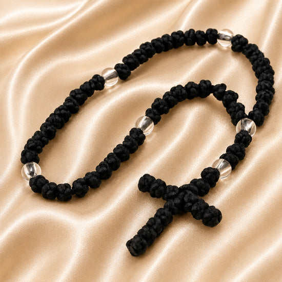 Black Knotted Orthodox Prayer Rope — 50 Knot Chotki