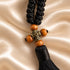 Black Chotki prayer rope with 50 knots, wooden beads and bronze-tone cross
