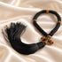 Black 50-knot Chotki prayer rope with wooden beads and bronze-tone cross