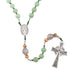 Celtic rosary with green aventurine, jade beads, Miraculous Mary medal and metal Celtic cross.
