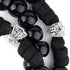Durable black paracord rosary for men with shiny black acrylic beads and silver Our Father beads.