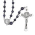 Sparkling blue 8mm sandstone man's rosary with St. Benedict crucifix.