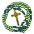 Vibrant green 12mm bead rosary with paracord and St. Benedict crucifix.