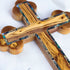 Handcrafted Eastern-style olive wood cross with nacre (mother of pearl) decorative details.