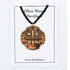Olive wood necklace with Jerusalem cross pendant on a white card