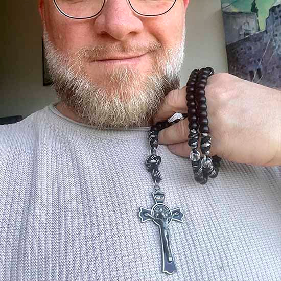 St. Benedict black rope and acrylic Rosary