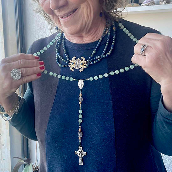 Saint Benedict with Aventurine rosary