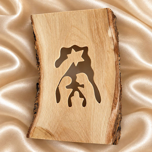 Bethlehem Olive Wood Nativity Scene with Natural Bark