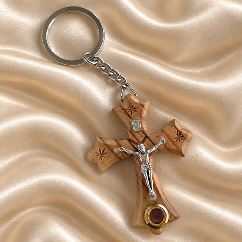 Bethlehem Olive Wood Crucifix Keychain