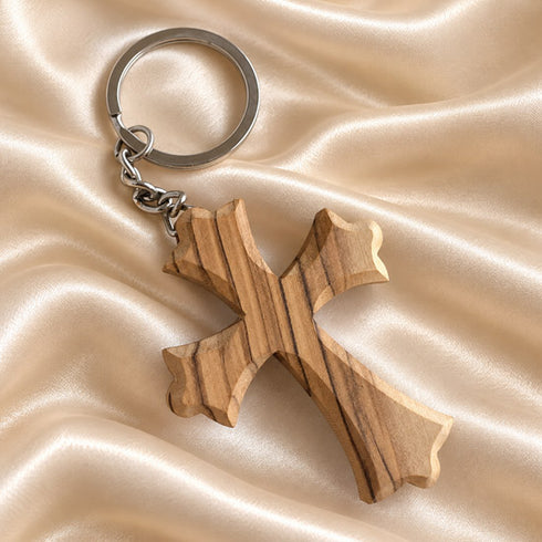 Bethlehem Olive Wood Crucifix Keychain