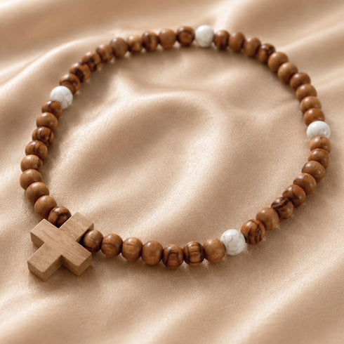 Bethlehem Olive Wood Pocket Rosary with Engraved Cross