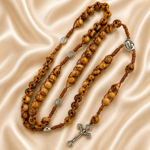 Bethlehem Olive Wood Rosary with Infant of Prague Medals