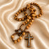 Bethlehem Olive Wood Rosary with Carved Marian Centerpiece