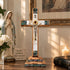 Olive Wood Standing Crucifix with Mother of Pearl & Bethlehem Star