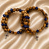 Beaded wrap bracelets set together with olive wood beads, dark blue crystal beads, cross charm
