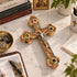 Olive Wood Budded Crucifix with Four Holy Elements