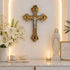 Olive Wood Budded Crucifix with Four Holy Elements
