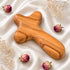 Olive wood Comfort Cross on white background