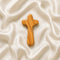 Olive wood Comfort Cross on white background