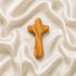 Olive wood Comfort Cross on white background