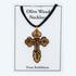 Olive Wood Necklace with cross pendant on a white card, labeled 'From Bethlehem'.