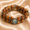 Olive Wood Double-Strand Bracelet with Four Catholic Medals