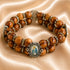Olive Wood Double-Strand Bracelet with Four Catholic Medals