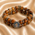 Olive Wood Double-Strand Bracelet with Four Catholic Medals