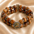 Olive Wood Double-Strand Bracelet with Four Catholic Medals