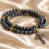Hematite Crucifix Bracelet with Gold Accents from the Holy Land