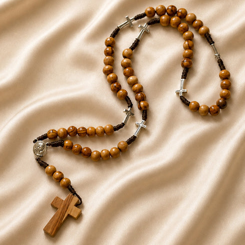Seven Sorrows Rosary with Holy Soil & Olive Wood Cross