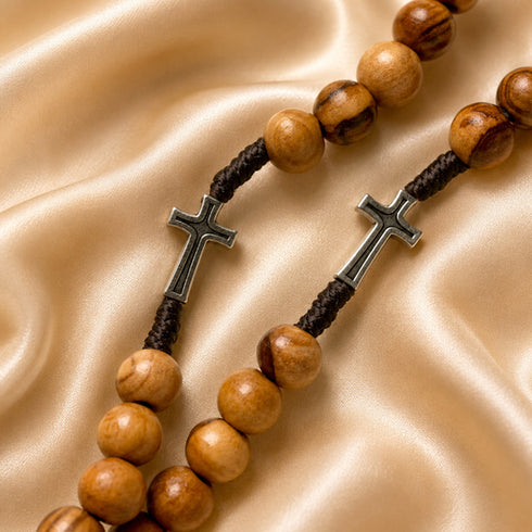 Seven Sorrows Rosary with Holy Soil & Olive Wood Cross