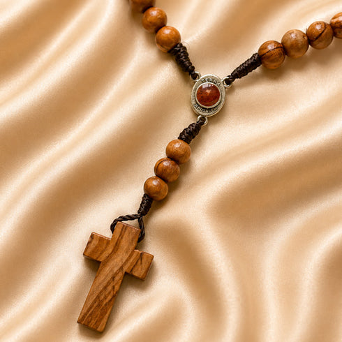 Seven Sorrows Rosary with Holy Soil & Olive Wood Cross