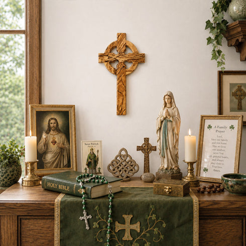 Handmade Irish Celtic Olive Wood Cross from the Holy Land