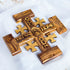 Olive wood Jerusalem Cross with God Bless Our Home carved on it