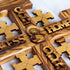 Olive wood Jerusalem Cross with God Bless Our Home carved on it