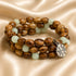Handcrafted Jerusalem Cross Olive Wood Bracelet with Green Crystal