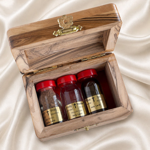 Jerusalem Holy Elements Gift Set in Olive Wood Box