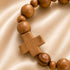 Jerusalem Olive Wood Stretch Bracelet with Wooden Cross