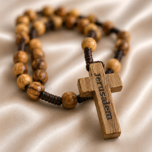 Small Handmade Olive Wood Rosary from the Holy Land