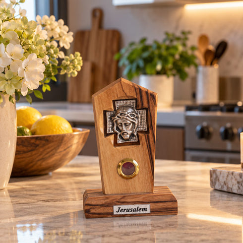 Jesus Crown of Thorns Olive Wood Standing Plaque