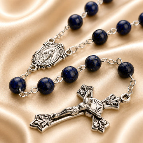 Lapis Lazuli Rosary with Miraculous Medal Centrepiece