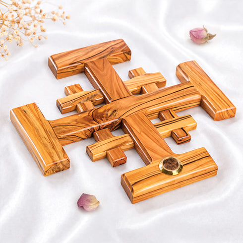 Large wooden Crusaders Cross on white cloth