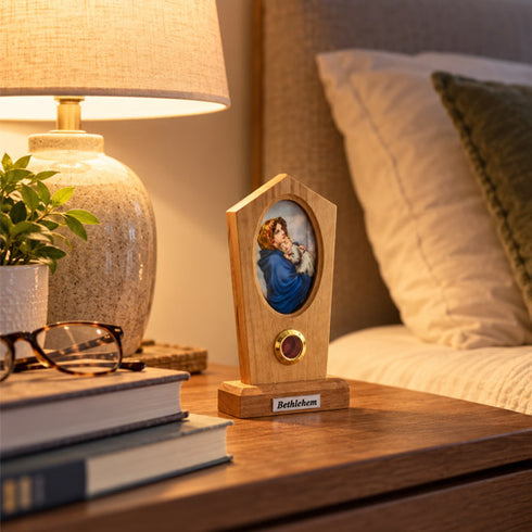 Madonna of the Streets Olive Wood Plaque from Bethlehem